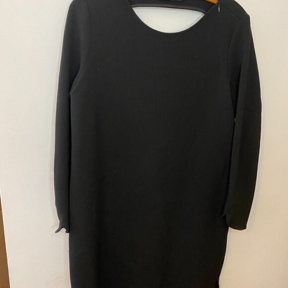 Zara Black Open Back Long Sleeve Shift Dress - Picture 9 of 9